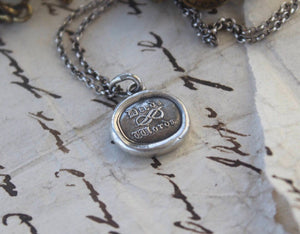 Deeds not words Pendant, actions speaks louder than words.  Life lessons, good advice, antique wax seal amulet.