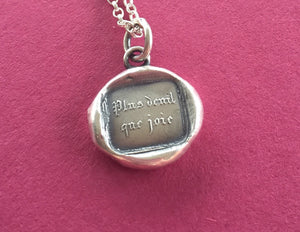 Motto pendant, More devil than joy. Wonderful antique wax letter seal impression. Victorian seal impression.