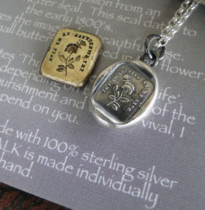 Flower pendant. Romantic antique wax letter seal. You are my everything.  thy sweetness is my life.