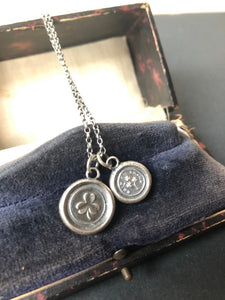 Lucky Irish shamrock, sterling silver antique wax seal pendant