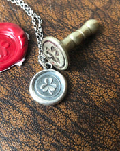Load image into Gallery viewer, Lucky Irish shamrock, sterling silver antique wax seal pendant