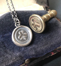 Load image into Gallery viewer, Lucky Irish shamrock, sterling silver antique wax seal pendant