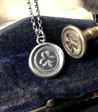 Load image into Gallery viewer, Lucky Irish shamrock, sterling silver antique wax seal pendant