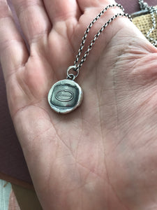 Persevere, don&#39;t give up.  Antique wax letter seal.  Sterling pendant.
