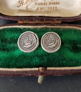 Such is life earrings, ship on rough seas. Antique wax letters seal studs.