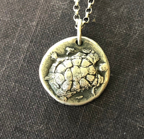 Ancient Greek tortoise/turtle coin necklace. Handmade sterling silver.