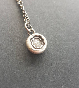 Lucky Shamrock - sterling silver antique wax seal.  Handmade sterling Irish pendant.  Emblem of Ireland