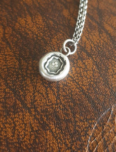 Lucky Shamrock - sterling silver antique wax seal.  Handmade sterling Irish pendant.  Emblem of Ireland