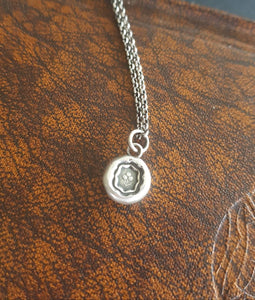 Lucky Shamrock - sterling silver antique wax seal.  Handmade sterling Irish pendant.  Emblem of Ireland