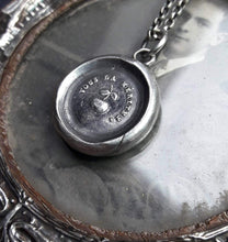 Load image into Gallery viewer, You deserve it! Vous la meritez..... encouragement gift.  You deserve it all.  You are worthy.  Positive vibes antique wax seal necklace.