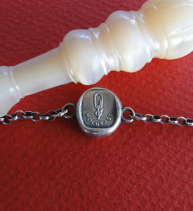 Antique Wax seal bracelet.  Holdfast, lovers knot  eternity bracelet.   Sailing bracelet. Various sizes, sterling silver chain bracelet.