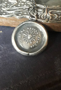 I never retreat..... let your light shine always!. Sterling silver antique wax letter seal pendant.  dating from the 18th century.