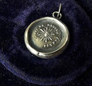 I never retreat..... let your light shine always!. Sterling silver antique wax letter seal pendant.  dating from the 18th century.