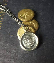 Load image into Gallery viewer, I never retreat..... let your light shine always!. Sterling silver antique wax letter seal pendant.  dating from the 18th century.