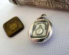 Load image into Gallery viewer, Time will Unite Us…. wax seal impression, sterling silver, SWALK, antique seal impression