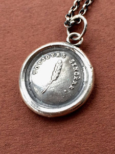 Quill pendant, Antique wax letter seal pendant. &#39;Always sincere&#39;.