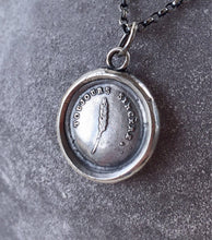 Load image into Gallery viewer, Quill pendant, Antique wax letter seal pendant. &#39;Always sincere&#39;.