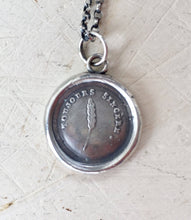 Load image into Gallery viewer, Quill pendant, Antique wax letter seal pendant. &#39;Always sincere&#39;.