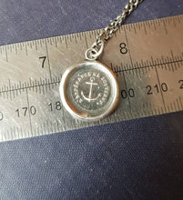 Load image into Gallery viewer, Hope sustains me....  &#39;L&#39;Esperance me soutient&#39;, Religious jewelry. Sterling silver Anchor necklace,  antique wax Seal Jewelry.