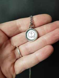 Hope sustains me....  &#39;L&#39;Esperance me soutient&#39;, Religious jewelry. Sterling silver Anchor necklace,  antique wax Seal Jewelry.