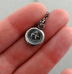 FOREVER..... antique wax seal, silver necklace, sterling silver, love, two heart joined as one, talisman, pendant, bridal jewelry, valentine