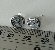 Load image into Gallery viewer, Tiny Sterling Silver, Wax seal impression, antique Pliny&#39;s doves earrings studs