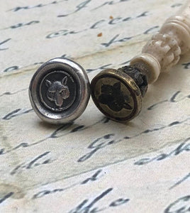 Fox tie tack/pin , sterling silver, antique wax seal, fox pin.