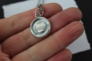 Sterling silver Antique wax seal pendant.  Snakes in the grass, warning.  Beware, protection pendant.