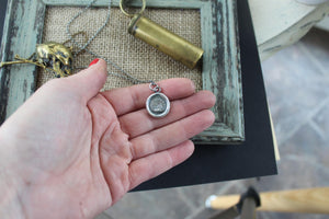 Sterling silver Antique wax seal pendant.  Snakes in the grass, warning.  Beware, protection pendant.