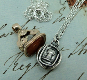 harvesting your dreams, Antique wax seal impression, pendant and chain 100% sterling silver.