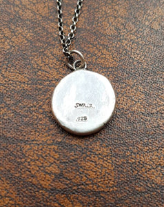 Oak leaf pendant. I remain faithful. Je ne change  qu&#39;en mourant. Antique wax seal pendant.