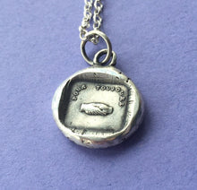 Load image into Gallery viewer, Pour toujours..... Forever.   Sterling silver, antique wax seal impression, handmade, pendant.