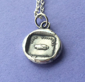 Pour toujours..... Forever.   Sterling silver, antique wax seal impression, handmade, pendant.