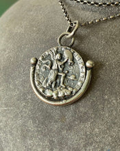 Load image into Gallery viewer, Aquarius  handmade sterling silver pendant. Zodiac sign coin necklace.