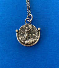 Load image into Gallery viewer, Aquarius  handmade sterling silver pendant. Zodiac sign coin necklace.