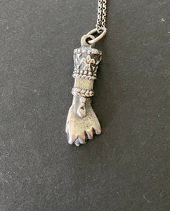 Victorian sterling silver figa hand.  Good luck charm amulet.