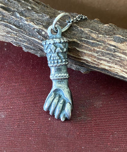 Victorian sterling silver figa hand.  Good luck charm amulet.