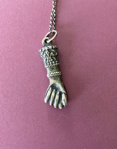 Victorian sterling silver figa hand.  Good luck charm amulet.