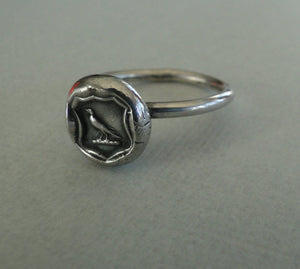 Silver raven ring. Silver Crow ring. Antique wax seal ring. Emblem of knowledge. Handmade in your size.