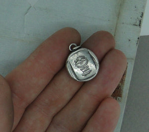 friendship, Rebus puzzle, antique wax seal impression, may the wings of friendship...... 100% sterling silver.