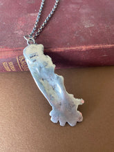 Load image into Gallery viewer, Monster Memento Mori , Victorian mourning hand pendant and chain.  Hand holding wrath.  Enormous statement  sterling silver pendant .