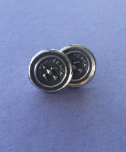 Load image into Gallery viewer, Peace earrings..... Dove earrings , bird of peace, olive branch, sterling silver studs. , inspirational antique wax seal earrings.