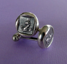 Load image into Gallery viewer, Wisdom and diplomacy Cufflinks. Goat or Ibex, antique wax seal impression, sterling silver cufflinks