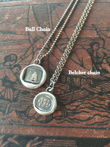 I yearn for Justice, truth and freedom, sterling silver, handmade necklace, antique wax  seal impression, human rights, silver amulet.