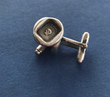 Load image into Gallery viewer, Mortality cufflinks, skull, &#39;as you are so once was I&#39; sterling silver cufflinks. swalk, antique wax letter seal impression