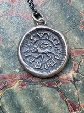 Load image into Gallery viewer, I am a strong Lion, Sum Leo Fortis, medieval antique wax letter seal.  Strength, courage, bravery.......
