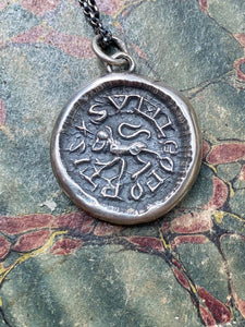 I am a strong Lion, Sum Leo Fortis, medieval antique wax letter seal.  Strength, courage, bravery.......