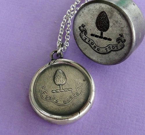 Straight ahead… always move forward, never look back,  tout droit, sterling silver antique wax seal impression