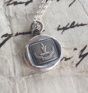 Sterling silver Antique wax letters seal pendant, Heavenly rewards, Christian jewelry,