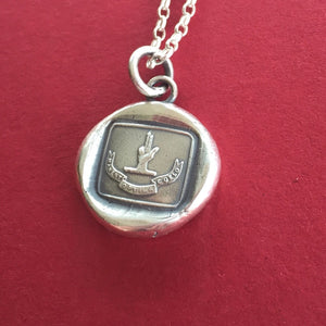 Sterling silver Antique wax letters seal pendant, Heavenly rewards, Christian jewelry,